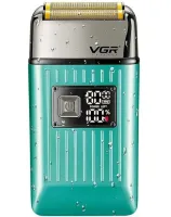 Аккумуляторная мужская электробритва шейвер VGR V-357 с двумя ножевыми блоками для сухого и влажного бритья, Беспроводная бритва для бороды и усов
