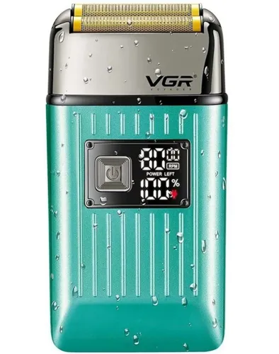 Аккумуляторная мужская электробритва шейвер VGR V-357 с двумя ножевыми блоками для сухого и влажного бритья, Беспроводная бритва для бороды и усов