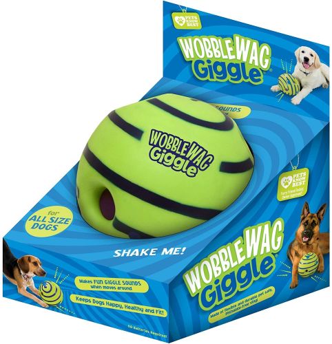 Хихикающий мяч для собак Wobble Wag Giggle Ball D-14, Интерактивная игрушка для игры с собакой игрушка-мяч звуковой из термопластичной резины