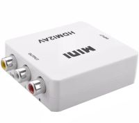 Активний конвертер перехідник HDMI на AV RCA AV P42 тюльпан зі звуком і зовнішнім живленням, Універсальний адаптер HDMI-AV Converter Mini 1080P Білий