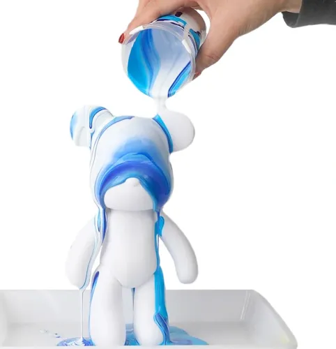 Флюидный мишка сделай сам DIY Creative Fluid Bear 23 см с красками 3 шт Набор раскраска игрушка медвежонок для творчества Виниловый медведь флюид-арт