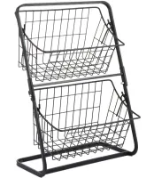 Универсальный двухуровневый органайзер полка Storage Rack MZY-662 для хранения овощей и фруктов, Этажерка фруктовница 2 уровня для кухни Черный