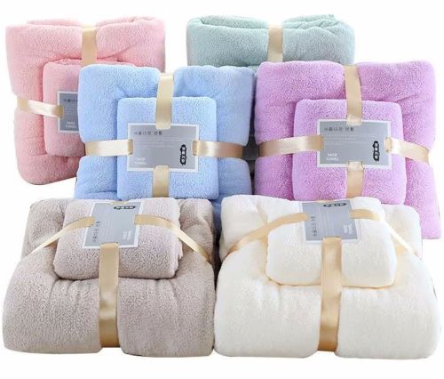 Комплект рушників для обличчя, рук і ніг Home Textiles 2 штуки, подарунковий набір банний рушник 70x140, 35x75 см рушники з мікрофібри для ванної