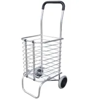 Складна візок Shopping Cart XS-2 з кошиком для покупок до 65 кг 42x39x91 см, Побутова розкладна тачка кошик на колесах з ручкою срібляста