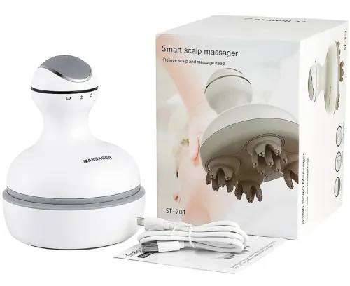 Бездротовий водонепроникний масажер Smart Scalp Massager ST-701 для голови, шиї і плечей акумуляторний масажер для кішок і собак Verte-X 3D Білий