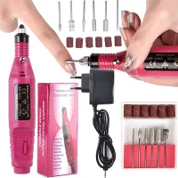 Фрезер - ручка 20000 оборотов/мин Bucos Nail Drill ZS-100 для аппаратного маникюра и педикюра фрейзер для полировки 6 в 1, + набор фрез Розовый