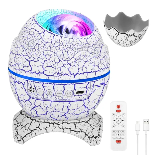 Нічник проектор Північне сяйво Galaxy Projector K890 з Bluetooth колонкою, настільний світильник яйце динозавра Levenhuk LabZZ SP10 з пультом