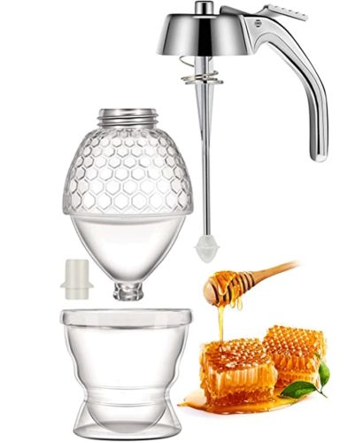 Диспенсер для меду Honey Dispenser ручний дозатор 200 мл, ємність колба для соусів, карамелі, варення, диспенсер-дозатор на підставці 10*15 см