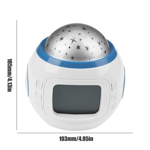 Настільний годинник-проектор Music And Starry Sky Calendar 1038 з LED підсвічуванням, музичний нічник проектор зоряного нічного неба світильник білий