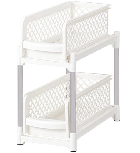 Універсальна стійка органайзер Portable 2 Tier Basket Drawers з висувними ящиками полицями для зберігання ємностей дрібниць полку підставка у ванну
