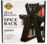 Обертовий органайзер карусель Rotating Spice Rack YZDJQX 18 ємностей для зберігання спецій і приправ на підставці, набір баночок Млин з обертанням
