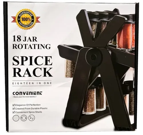 Обертовий органайзер карусель Rotating Spice Rack YZDJQX 18 ємностей для зберігання спецій і приправ на підставці, набір баночок Млин з обертанням