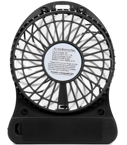 Настольный мини вентилятор Mini Fan XSFS-01 USB с аккумулятором 4.5W Black, портативный охладитель воздуха на подставке с Led фонариком Черный
