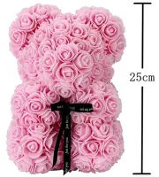 Маленький ведмедик з штучних 3D троянд Teddy Bear de Luxe 25 см Pink, Рожевий ведмідь Тедді