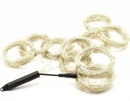 Внутрішня Світлодіодна гірлянда кінський хвіст 200led діодів 2 м 10 ниток Холодний білий для дому роса 10 струн по 2 метри USB Холодна Біла