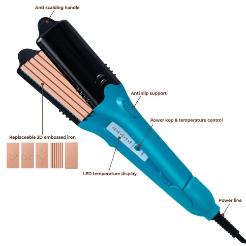 Плойка випрямляч 3D Hair Printing Iron XL - 619 для випрямлення волосся з насадками з малюнком, щипці 5 пластин з керамічним покриттям і рукавичкою