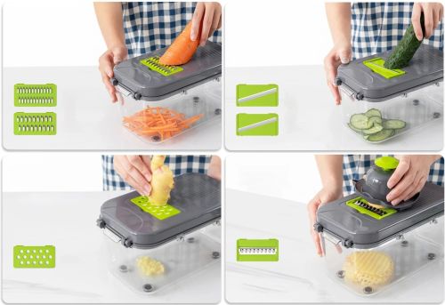 Многофункциональная овощерезка Veggie slicer MA-8 22 в 1 кухонная терка измельчитель слайсер для нарезки овощей и фруктов с насадками и контейнером