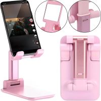 Настільна підставка тримач з дзеркалом Folding desktop phone stand PD-C06 для телефону планшета, складаний трансформер для смартфона AND196 Рожевий