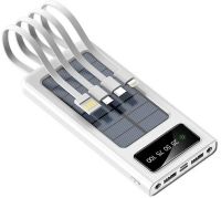 Зарядное устройство Power bank YM-485 Solar 10000 mAh c набором кабелей 4в1 Внешний аккумулятор на солнечной батарее Type-C MicroUSB Lightning