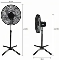 Підлоговий вентилятор Bitek BK-1881 120W 5 лопатей 46 см, Вентилятор Бітек 18" дюймів на телескопічній ніжці 106-136 см з поворотом від мережі