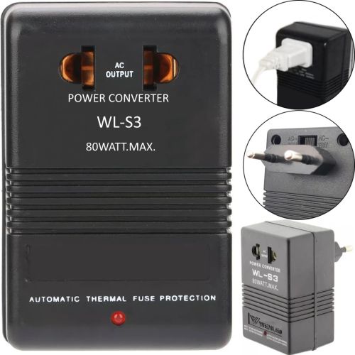 Універсальний понижувальний адаптер перетворювач напруги Wenle WL-S3 2в1 220V-110V 220v-110v конвертер 220В-110В з перемикачем у розетку
