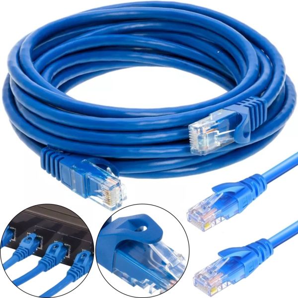 Високошвидкісний мережевий LAN кабель патч корд UTP Cat5e 30 метрів RJ - 45 для підключення до комп'ютера Інтернету, комутаційний ethernet шнур Синій
