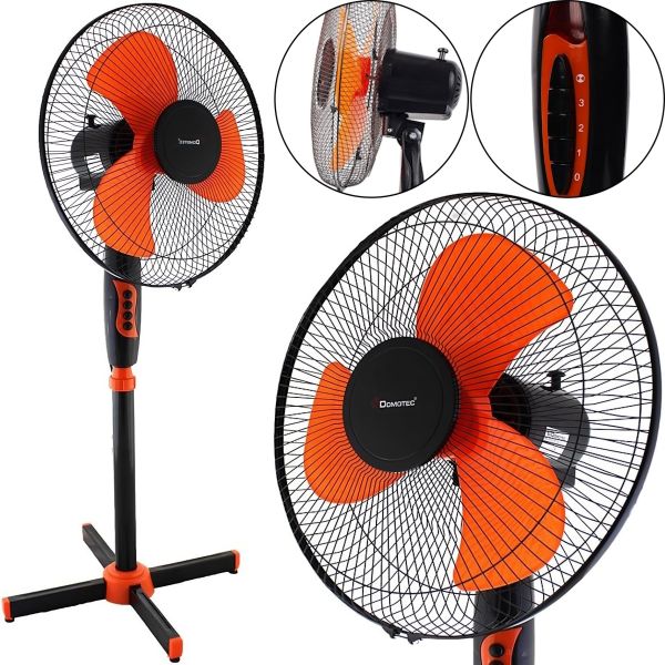 Напольный вентилятор Domotec MS-1619 40 см stand fan 16" дюймов 40W оранжевый Домотек Orange на телескопической ножке с поворотом и наклоном