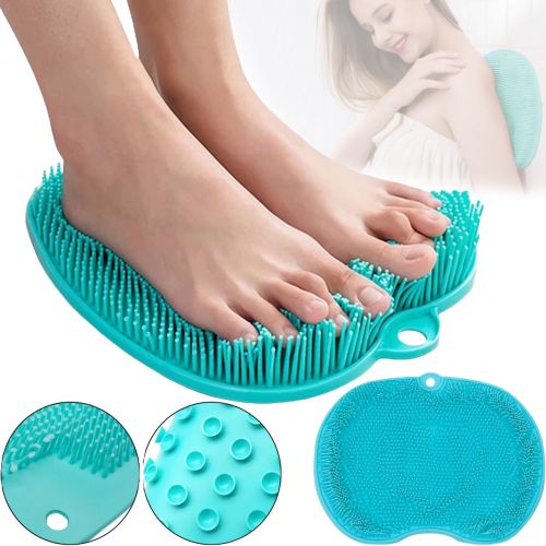 Силіконовий масажний килимок Чистюля Shower Foot Scrubber Mat LY-379 для спини і ніг на присосках, Настінна нековзна щітка для душу Бірюзовий