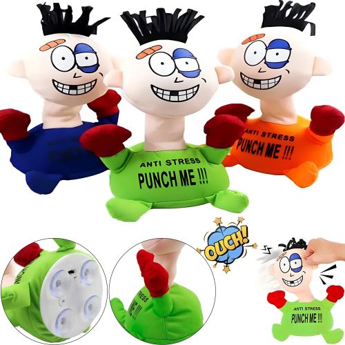 Мягкая игрушка антистресс Stress-Max Punch Me 02 Ударь меня со звуком, Кукла для битья на присосках со звуковыми эффектами 20 см