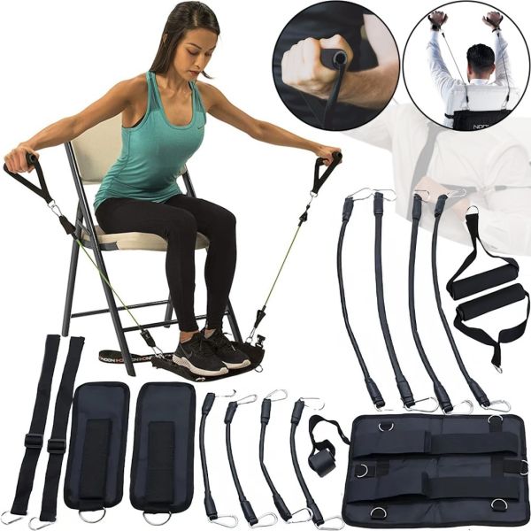 Трубчастий тренажер еспандер опору All Chair Workout Easily для атлетичних вправ на стільці, еспандер Noonchi для кардіо тренувань