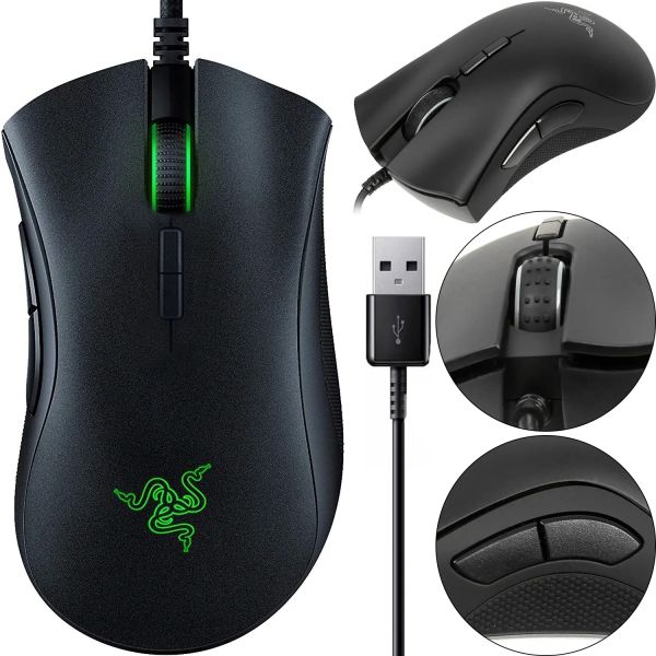 Ігрова дротова комп'ютерна мишка Razer DeathAdder Elite 16000dpi з RGB підсвічуванням для ПК, геймерська USB миша для комп'ютера і ноутбука Чорна