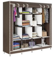 Складной тканевый шкаф  для одежды Storage Wardrobe 88170 на 4 секции, 170х45х175, Каркасный органайзер гардероб для обуви и вещей на 12 полок