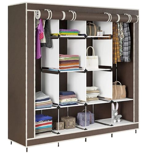 Складной тканевый шкаф  для одежды Storage Wardrobe 88170 на 4 секции, 170х45х175, Каркасный органайзер гардероб для обуви и вещей на 12 полок