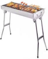 Переносний розкладний мангал Stainless Steel Grill GP-4273 для шашлику і барбекю, Гриль зі знімною сіткою 48х33х59 см на деревному вугіллі і дровах