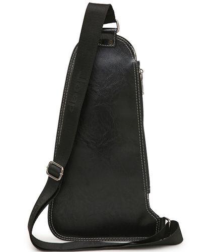 Мужская сумка рюкзак через плечо Jeep Bags 777 38х18 см нагрудная сумка бананка на грудь с отверстием для наушников из искусственной кожи Черная