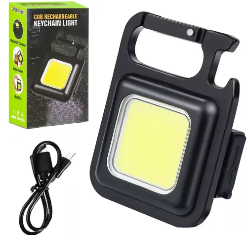  Карманный фонарик брелок Bailong SH-J031-SWS COB 240 LED с магнитом и карабином, Аккумуляторный водонепроницаемый мини фонарь на ключи с открывалкой