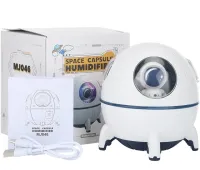 Акумуляторний зволожувач повітря нічник Space Capsule Humidifier MJ046 Ракета з астронавтом 1200 mAh з LED підсвічуванням Аромадифузор AND-9-20 Білий