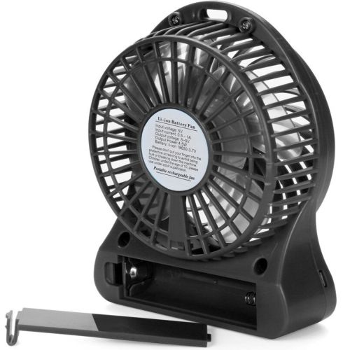 Настольный мини вентилятор Mini Fan XSFS-01 USB с аккумулятором 4.5W Black, портативный охладитель воздуха на подставке с Led фонариком Черный