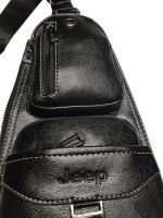 Мужская сумка рюкзак через плечо Jeep Bags 777 38х18 см нагрудная сумка бананка на грудь с отверстием для наушников из искусственной кожи Черная