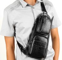 Мужская сумка рюкзак через плечо Jeep Bags 777 38х18 см нагрудная сумка бананка на грудь с отверстием для наушников из искусственной кожи Черная