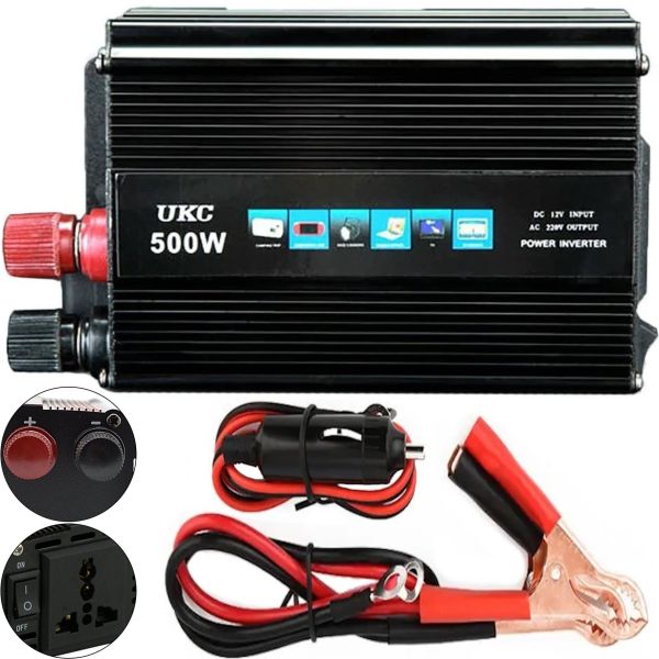 Автомобільний інвертор UKC AC/DC 12V-220V 500W, авто перетворювач струму 12В 220В 500Вт (12V 220V)