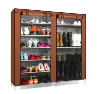 Тканевый шкаф для обуви Shoe Cabinet YQF-2266 на 6 полок, Двойная складная тканевая полка, пылезащищенный каркасный для хранения K66, 2712 MG-222