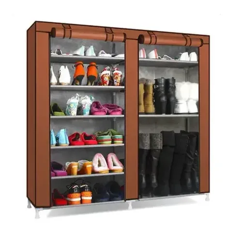 Тканевый шкаф для обуви Shoe Cabinet YQF-2266 на 6 полок, Двойная складная тканевая полка, пылезащищенный каркасный для хранения K66, 2712 MG-222