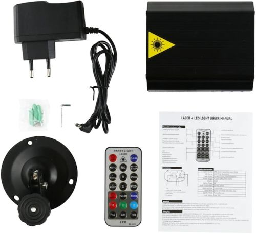 Лазерний проектор для приміщення Laser Mini Party Light EMS 083 світлодіодний стробоскоп 48 LED візерунків RGB прожектор, диско лазер з пультом ДУ 9W