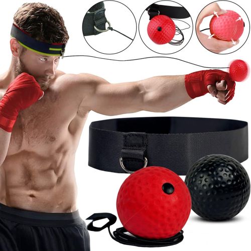 Боксерський м'яч Boxing Reflex Ball Muay Thai на гумці для тренування реакції, Пов'язка на голову з м'ячем для вправ відпрацювання ударів для боксу