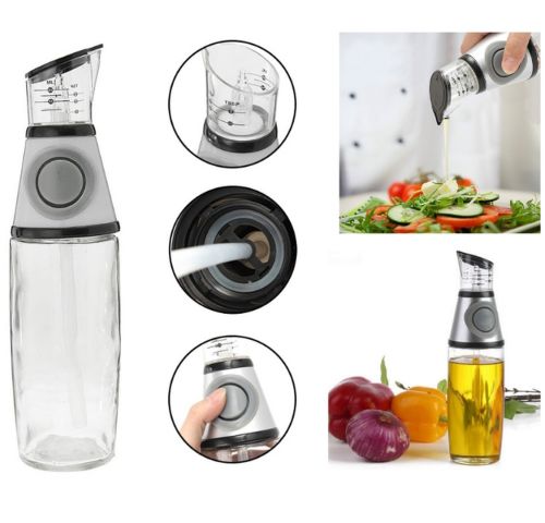 Кухонний дозатор для масла NBZ Press and Measure, скляна пляшка для масла і оцту Oil Dispenser, натискний диспенсер для рідких продуктів 500 мл