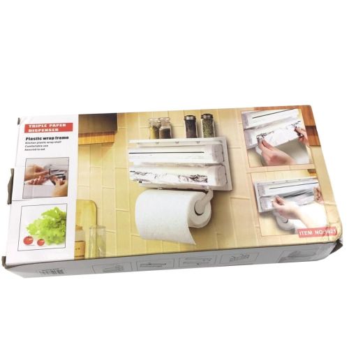 Кухонный тройной держатель Triple Paper Dispenser 3 в 1 для бумажных полотенец пищевой пленки и фольги Диспенсер органайзер Kitchen Roll (MA-53-20)