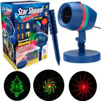 Цветной уличный лазерный проектор Star Shower Motion Laser Light для украшения дома и улицы, Новогодняя уличная лазерная подсветка 12 программ