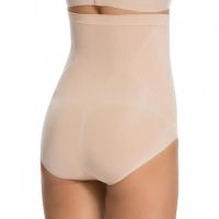 Жіночі коригувальні трусики Spanx Higher Power шорти із завищеною високою талією, стягуючі безшовні труси для стегон з високою посадкою бежеві