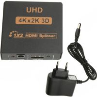 Двонаправлений комутатор розгалужувач відеосигналу Splitter 1x2 OEM HVS01 на 2 HDMI порту з підтримкою 4к, 2k, Активний спліттер 48512 Чорний